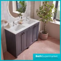 Tavistock Lansdown Traditional Matt Black Vanity Unit & Double Basin 1200mm