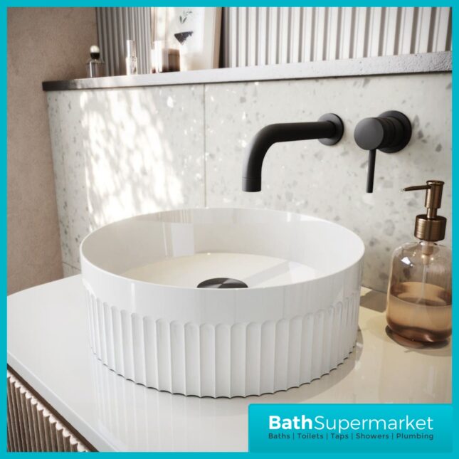 Sognare Fluted White Round Countertop Basin 360mm