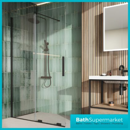Sognare Momentum Black Sliding Wetroom Door & Optional Side Panel 2000mm High