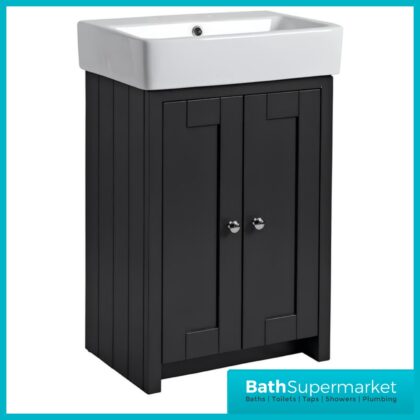 Tavistock Lansdown Matt Black Floorstanding Vanity Basin Unit 575mm - 1 Or 2 Tap Hole