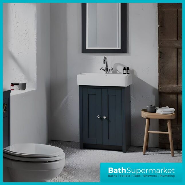 Tavistock Lansdown Matt Black Floorstanding Vanity Basin Unit 575mm - 1 Or 2 Tap Hole