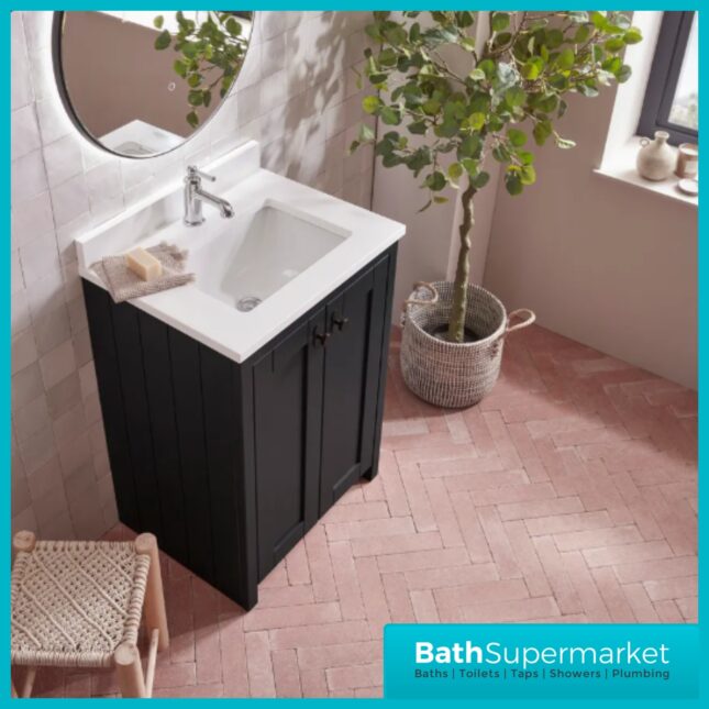 Tavistock Lansdown Traditional Matt Black Underslung Basin Vanity Unit 600mm