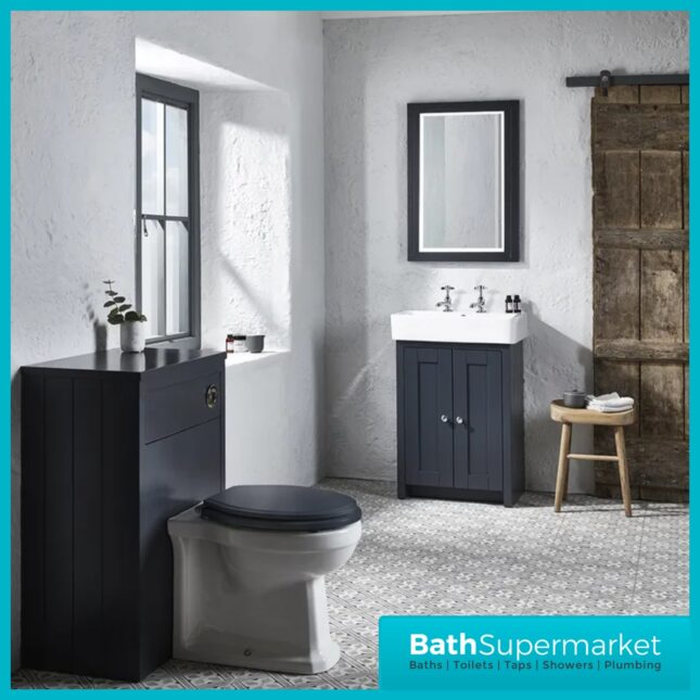 Tavistock Lansdown Matt Black Floorstanding Vanity Basin Unit 575mm – 1 Or 2 Tap Hole