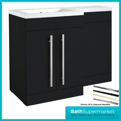 Matrix Matt Black L Shaped Combination Basin WC Unit Pack 1100mm – LH/RH