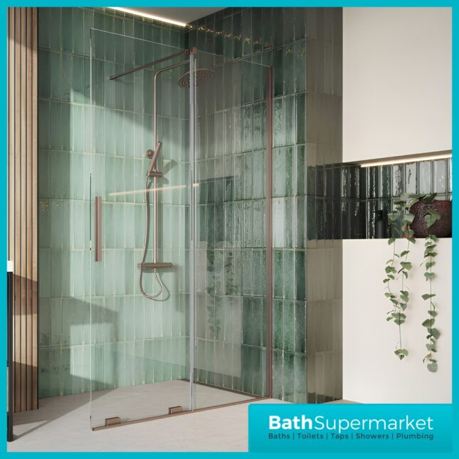 Sognare Momentum Brushed Bronze Sliding Wetroom Door & Optional Side Panel 2000mm