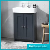 Tavistock Lansdown Matt Black Floorstanding Vanity Basin Unit 575mm - 1 Or 2 Tap Hole