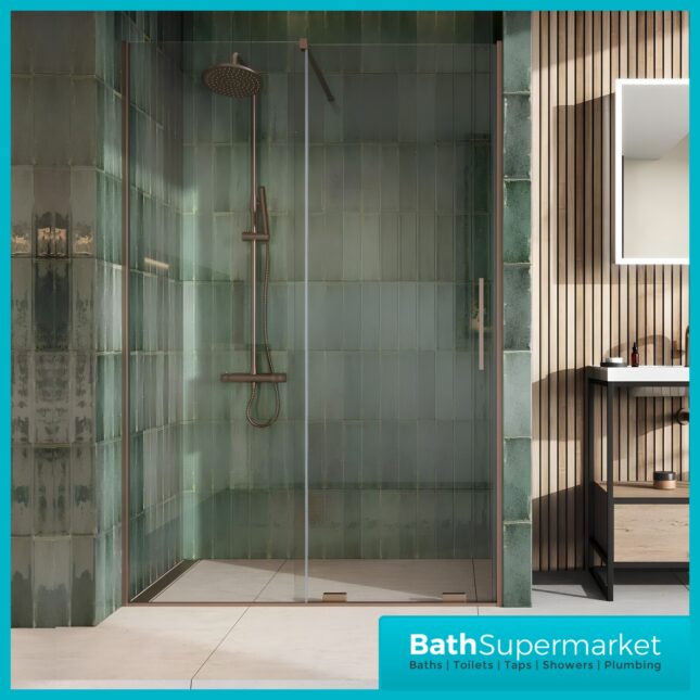 Sognare Momentum Brushed Bronze Sliding Wetroom Door & Optional Side Panel 2000mm