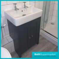 Tavistock Lansdown Matt Black Floorstanding Vanity Basin Unit 575mm - 1 Or 2 Tap Hole