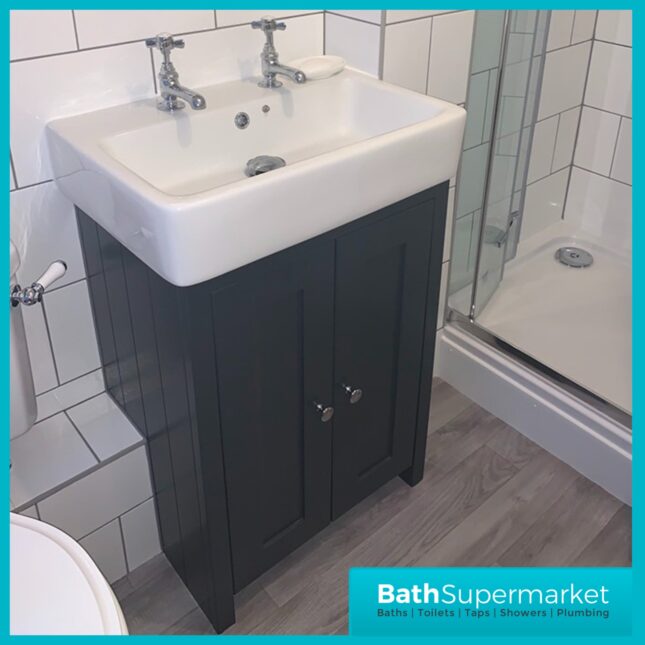 Tavistock Lansdown Matt Black Floorstanding Vanity Basin Unit 575mm - 1 Or 2 Tap Hole