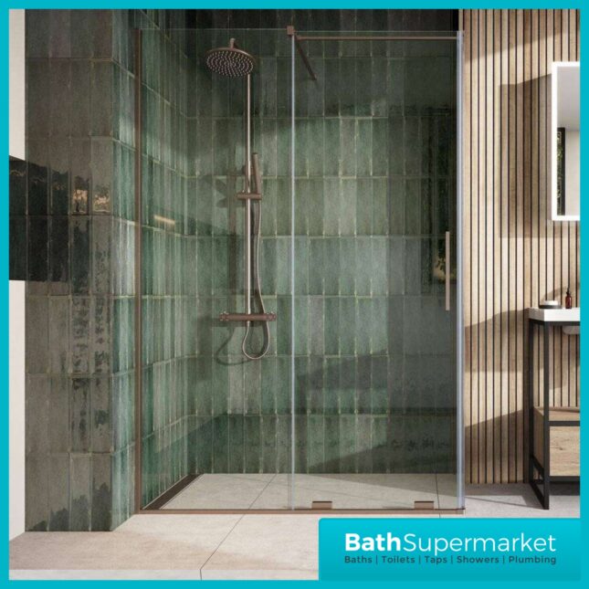 Sognare Momentum Brushed Bronze Sliding Wetroom Door & Optional Side Panel 2000mm