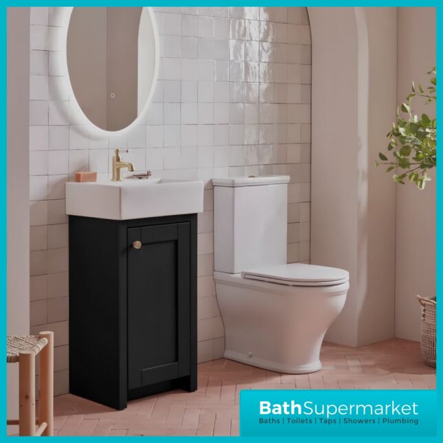Tavistock Lansdown Matt Black Floorstanding Cloakroom Vanity Basin Unit 430mm