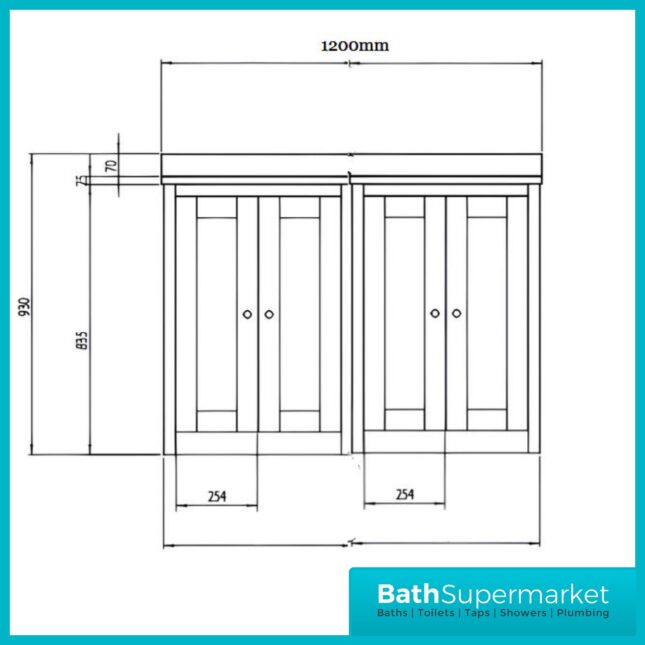 Tavistock Lansdown Traditional Matt Black Vanity Unit & Double Basin 1200mm