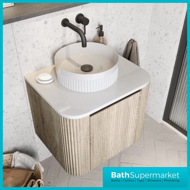 Sognare Fluted White Round Countertop Basin 360mm