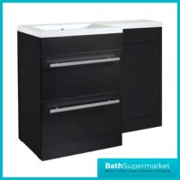 Matrix Matt Black 2 Drawer Combination Basin WC Unit Pack 1100mm – LH/RH