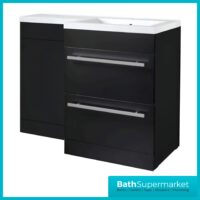 Matrix Matt Black 2 Drawer Combination Basin WC Unit Pack 1100mm – LH/RH