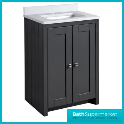 Tavistock Lansdown Traditional Matt Black Underslung Basin Vanity Unit 600mm
