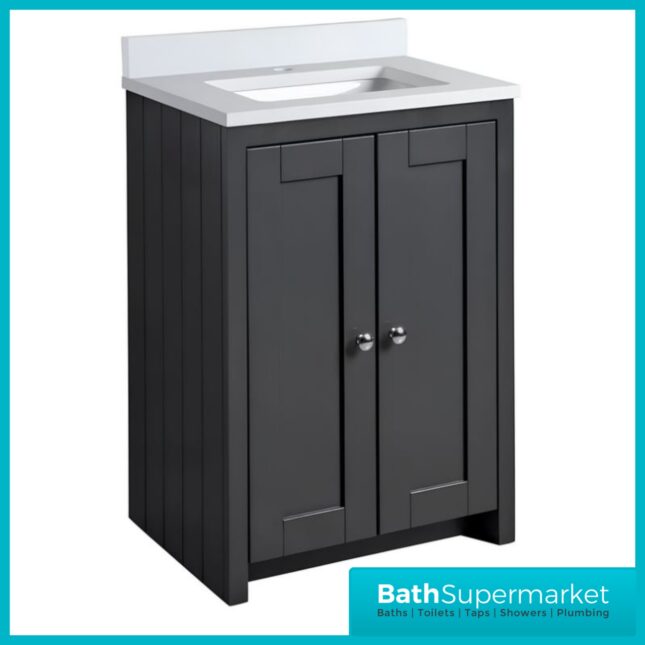 Tavistock Lansdown Traditional Matt Black Underslung Basin Vanity Unit 600mm