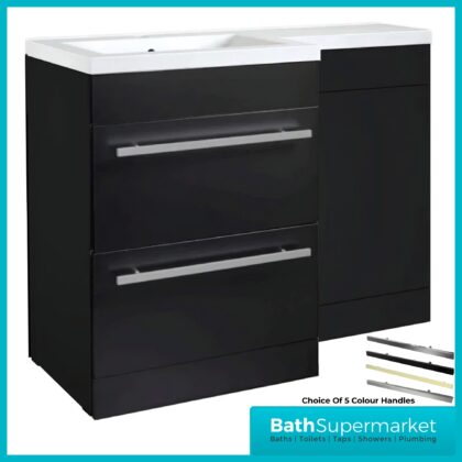 Matrix Matt Black 2 Drawer Combination Basin WC Unit Pack 1100mm – LH/RH