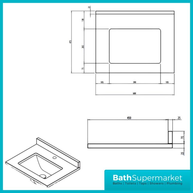 Tavistock Lansdown Traditional Matt Black Underslung Basin Vanity Unit 600mm
