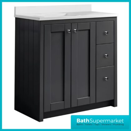 Tavistock Lansdown Traditional Matt Black Underslung Basin Vanity Unit 800mm