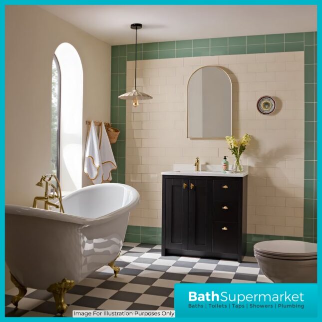 Tavistock Lansdown Traditional Matt Black Underslung Basin Vanity Unit 800mm