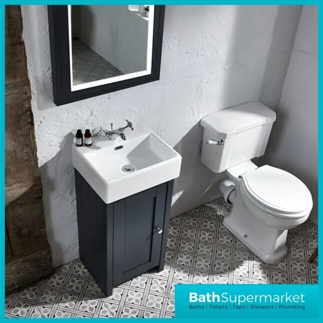 Tavistock Lansdown Matt Black Floorstanding Cloakroom Vanity Basin Unit 430mm