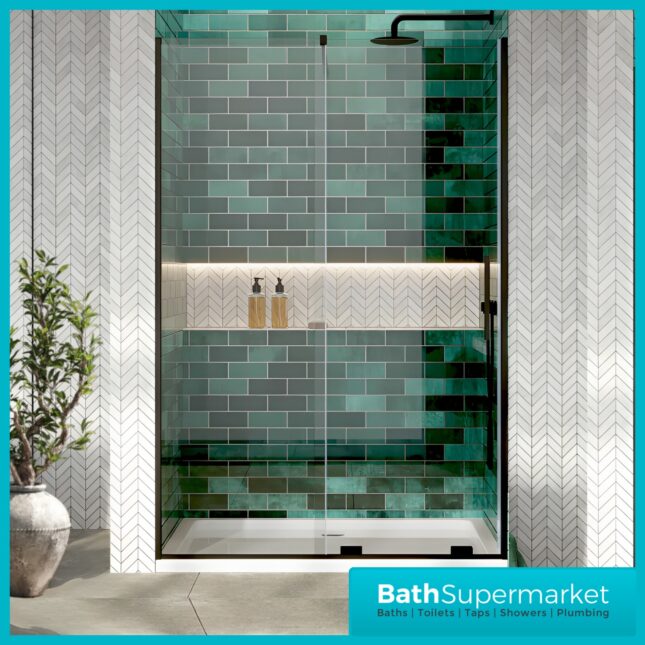 Sognare Momentum Black Sliding Wetroom Door & Optional Side Panel 2000mm High