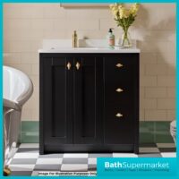 Tavistock Lansdown Traditional Matt Black Underslung Basin Vanity Unit 800mm