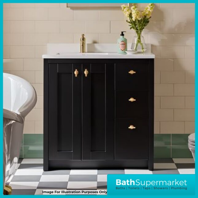 Tavistock Lansdown Traditional Matt Black Underslung Basin Vanity Unit 800mm
