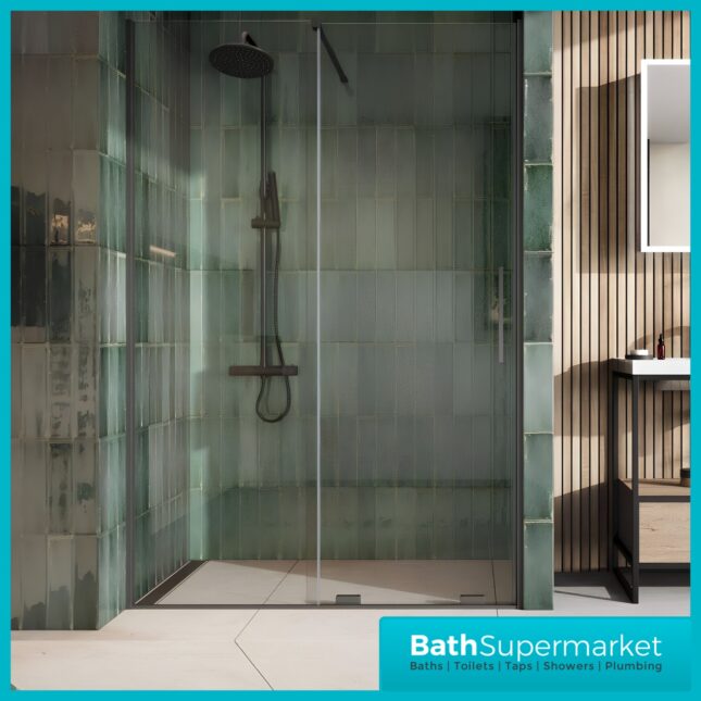 Sognare Momentum Gunmetal Sliding Wetroom Door & Optional Side Panel 2000mm