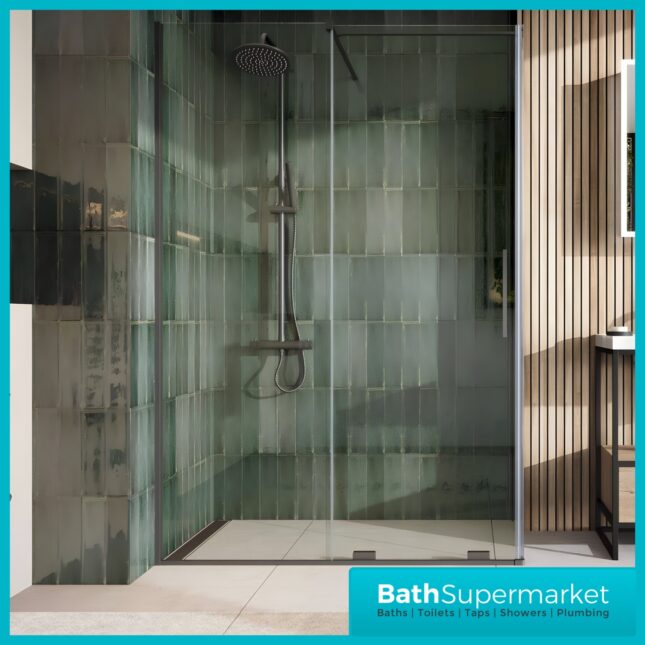 Sognare Momentum Gunmetal Sliding Wetroom Door & Optional Side Panel 2000mm