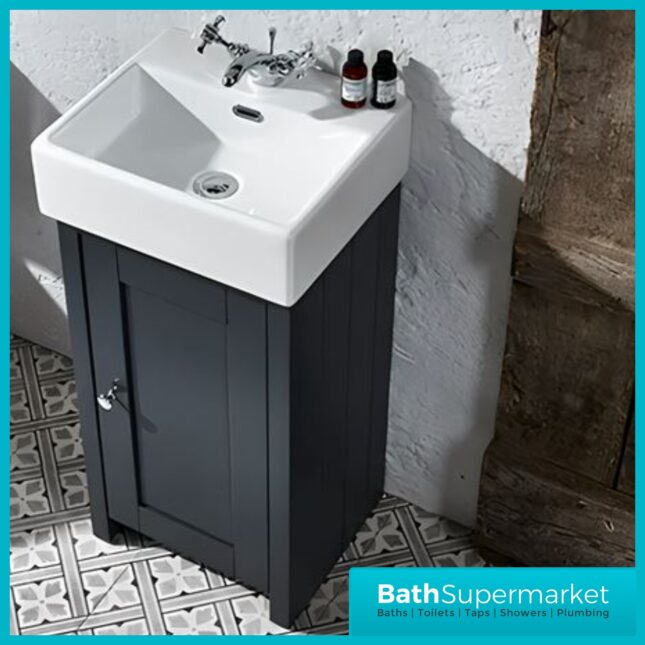 Tavistock Lansdown Matt Black Floorstanding Cloakroom Vanity Basin Unit 430mm