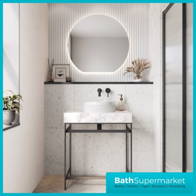 Sognare Fluted White Round Countertop Basin 360mm