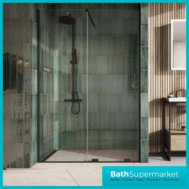 Sognare Momentum Black Sliding Wetroom Door & Optional Side Panel 2000mm High