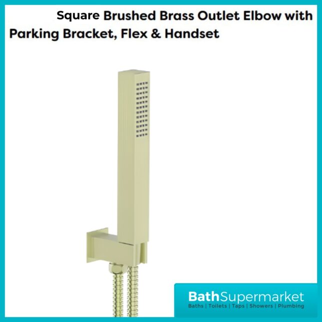 Tempo Flow Square Brushed Brass 2 Way Concealed Thermostatic Shower Valve With Head & Handset