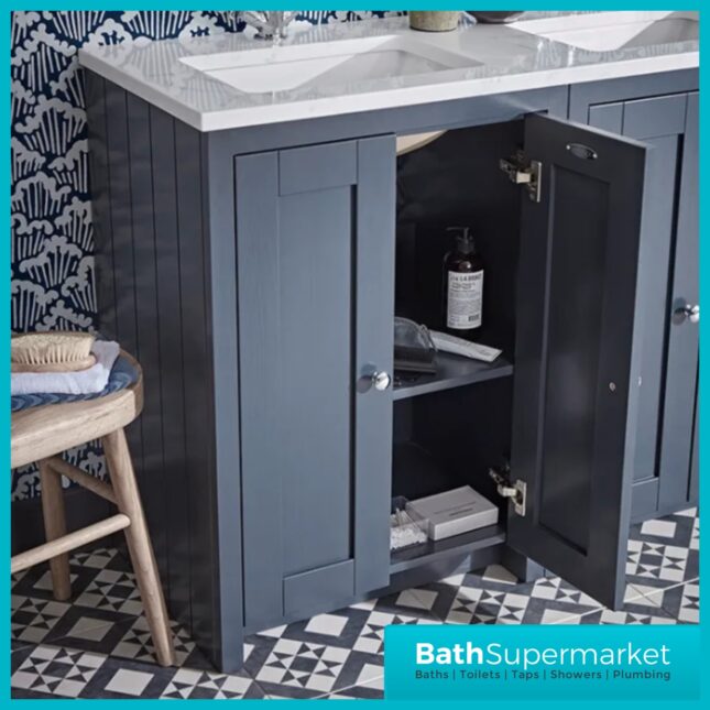 Tavistock Lansdown Traditional Matt Black Double Basin Vanity Unit 1200mm