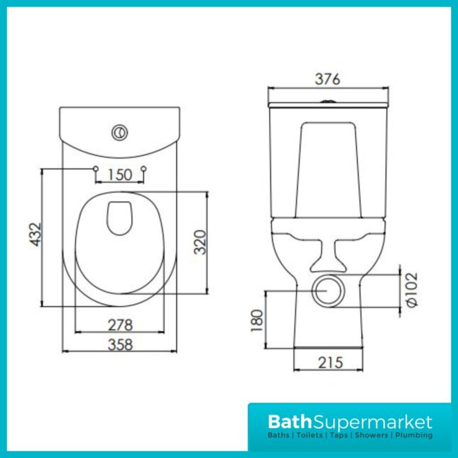 Tavistock Levant White Rimless Close Coupled WC Toilet & Thermoset Soft Close Seat