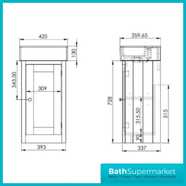 Tavistock Lansdown Matt Black Floorstanding Cloakroom Vanity Basin Unit 430mm