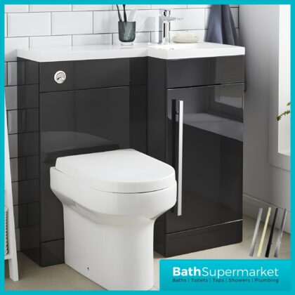 Matrix Storm Grey Gloss L Shaped Combination Basin WC Unit Pack 900mm – LH/RH