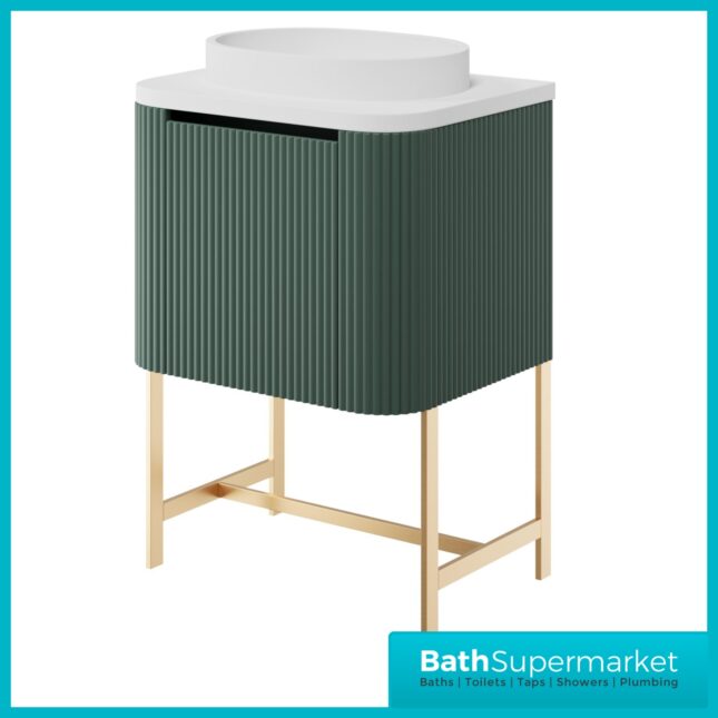 Sognare Linea Curve Reed Green Countertop Basin Unit 600mm & Optional Leg Frame