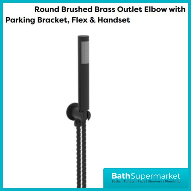 Tempo Flow Round Black 2 Way Concealed Thermostatic Shower Valve With Head & Handset