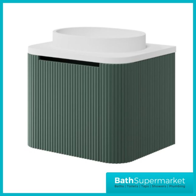 Sognare Linea Curve Reed Green Countertop Basin Unit 600mm & Optional Leg Frame