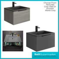 Sognare Ambience LED Wall Mounted Vanity Unit With Grey Basin 600mm
