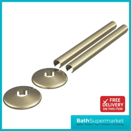 Enzo Brushed Brass 4 Piece Radiator Pipe Covers And Collars Set 16mm x 200mm