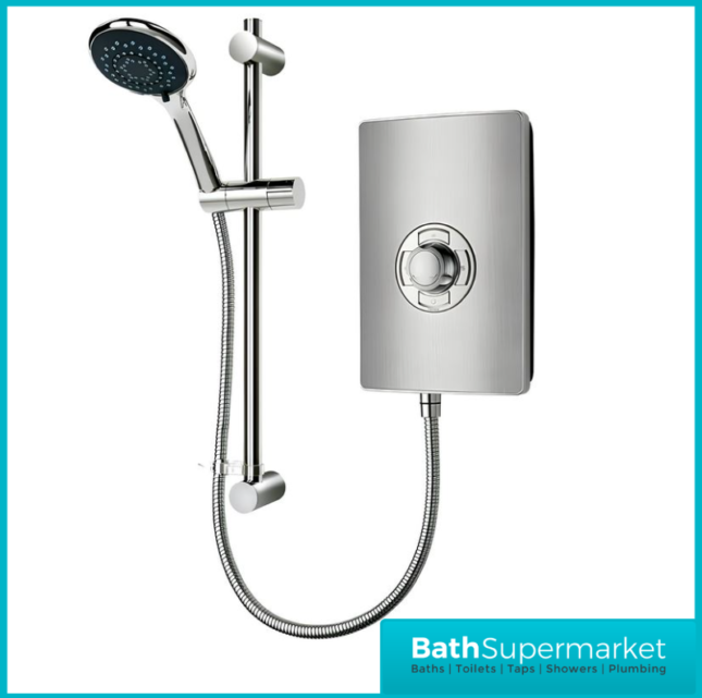 Triton Aspirante Brushed Steel Electric Shower 8.5kW Or 9.5kW