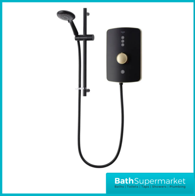 Triton Amala Black/Brushed Brass Electric Shower 8.5kW Or 9.5kW
