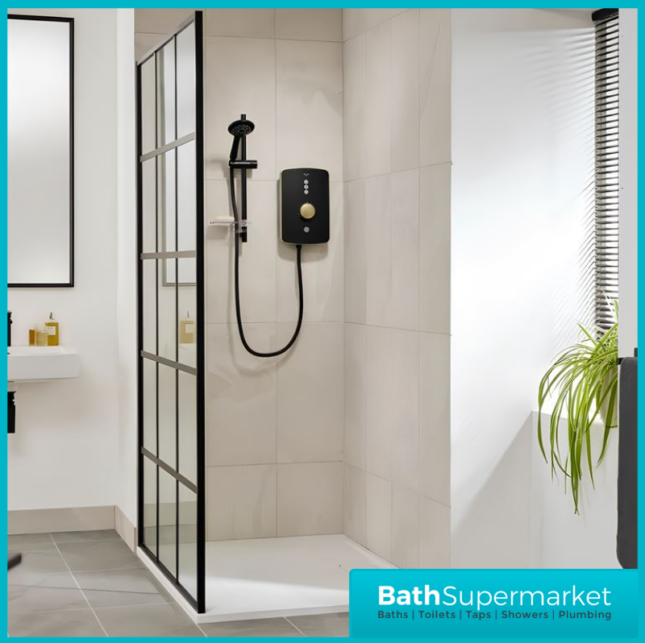 Triton Amala Black/Brushed Brass Electric Shower 8.5kW Or 9.5kW