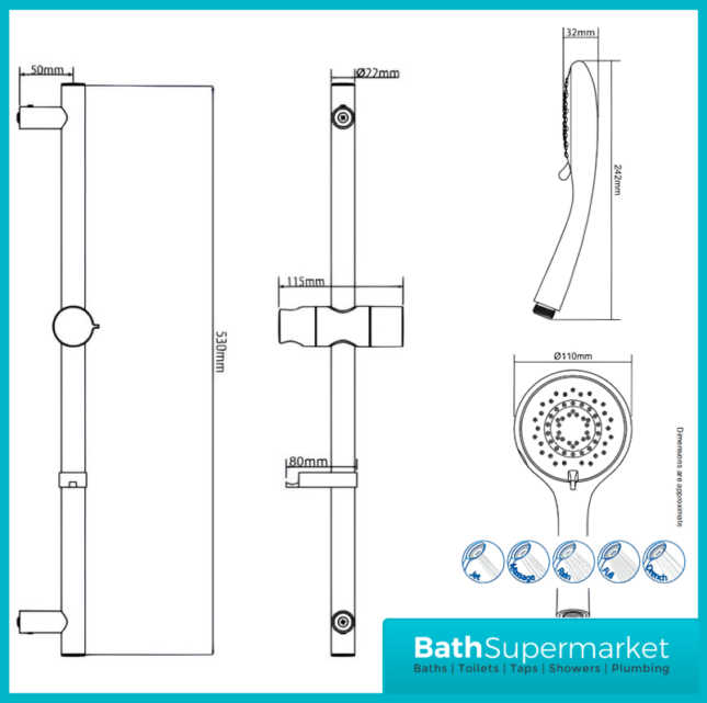Triton Amala Black/Brushed Brass Electric Shower 8.5kW Or 9.5kW