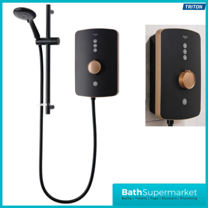 Triton Amala Black/Brushed Copper Electric Shower 8.5kW Or 9.5kW