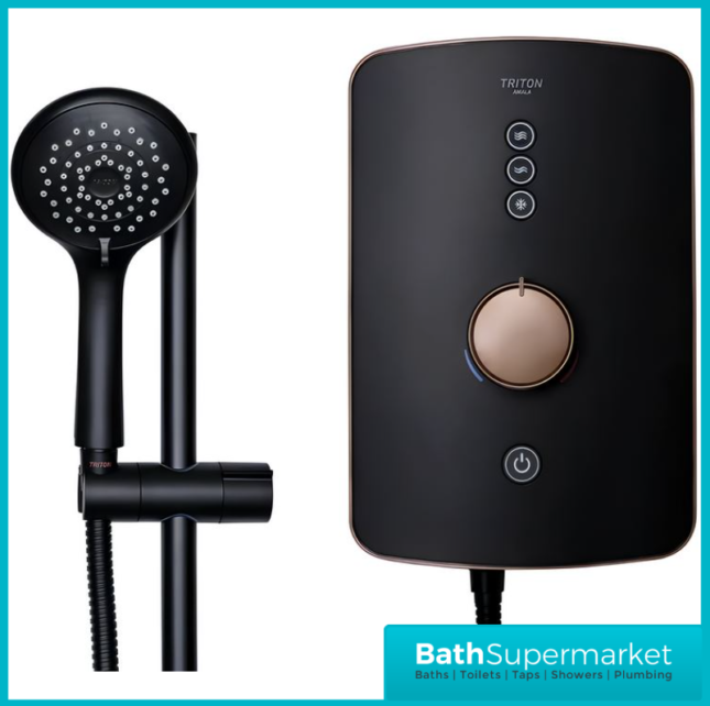 Triton Amala Black/Brushed Copper Electric Shower 8.5kW Or 9.5kW